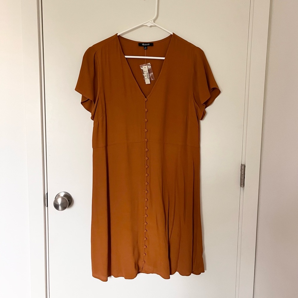 Madewell button down dress in burnt orange